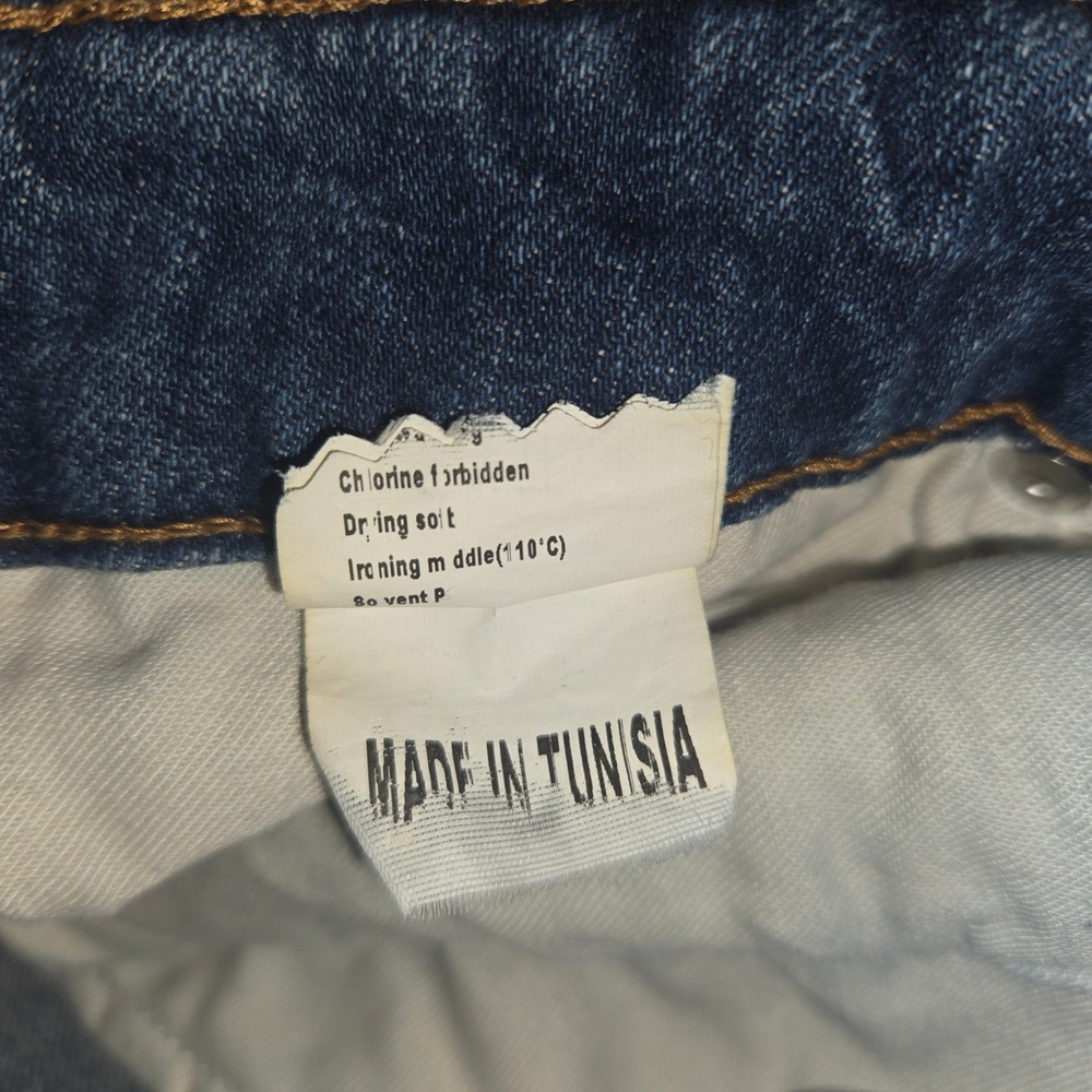 Acquaverde Blue Flare Leg Denim Jeans Snap Button Hem Medium Wash Bell bottom - Picture 11 of 16